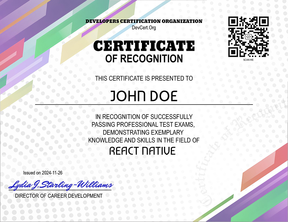 React Native Certificate for Developers